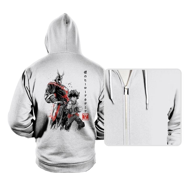 Hero Academia Sumi-e - Hoodies Hoodies RIPT Apparel Small / White