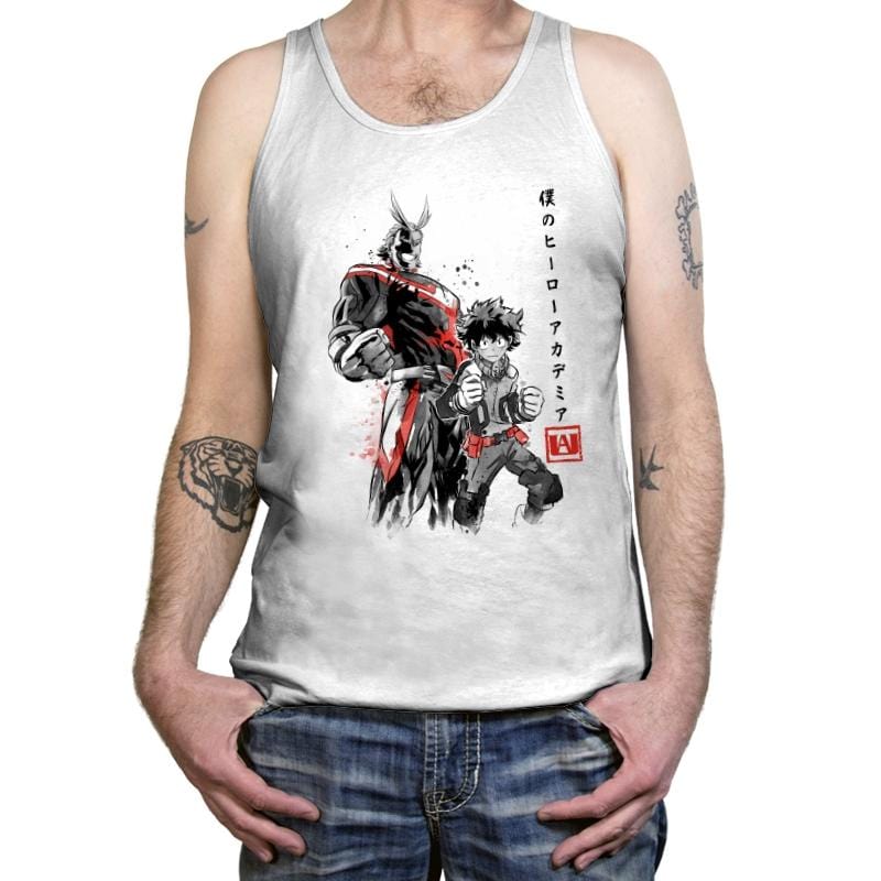 Hero Academia Sumi-e - Tanktop Tanktop RIPT Apparel X-Small / White