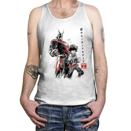 Hero Academia Sumi-e - Tanktop Tanktop RIPT Apparel X-Small / White