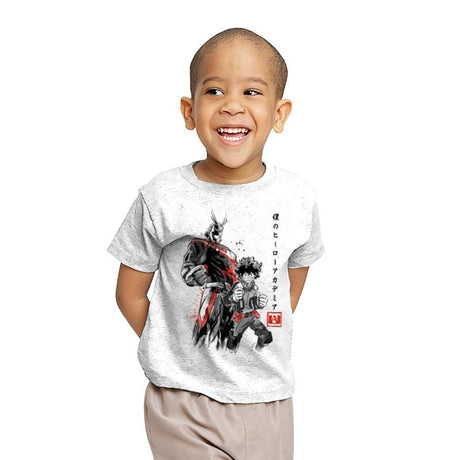 Hero Academia Sumi-e - Youth T-Shirts RIPT Apparel X-small / White