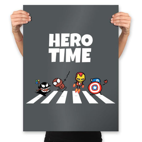 Hero Time - Prints Posters RIPT Apparel 18x24 / Charcoal