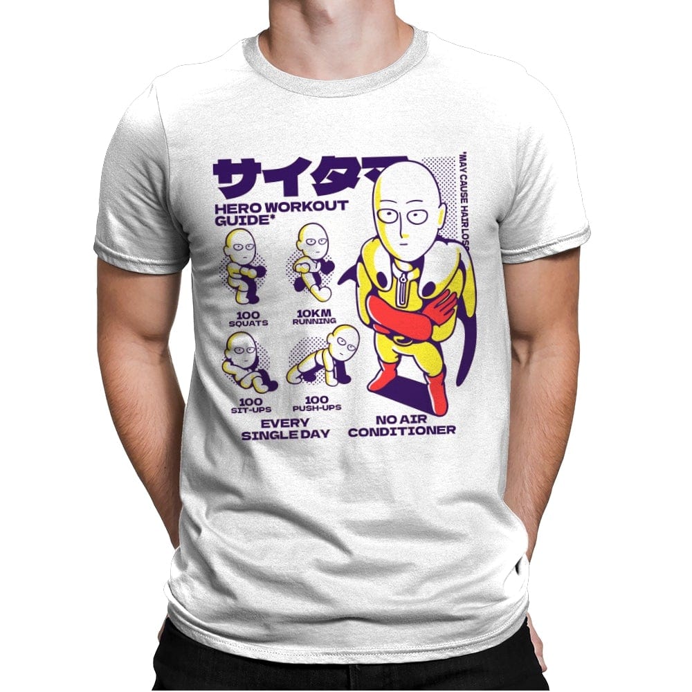 Hero Workout - Mens Premium T-Shirts RIPT Apparel Small / White