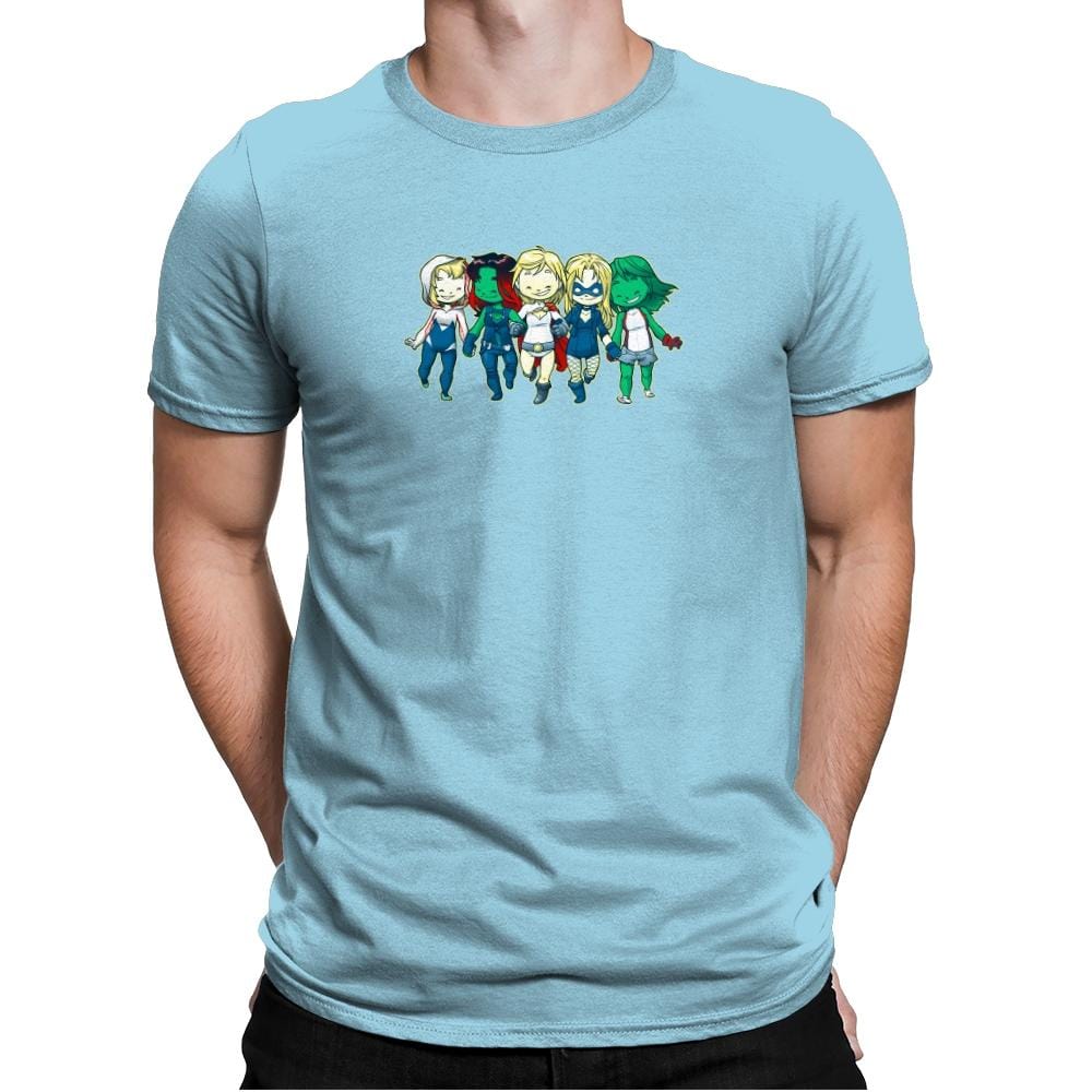 Heroic BFF's - Miniature Mayhem - Mens Premium T-Shirts RIPT Apparel Small / Light Blue