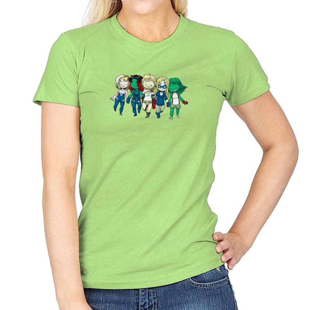 Heroic BFF's - Miniature Mayhem - Womens T-Shirts RIPT Apparel Small / Mint Green