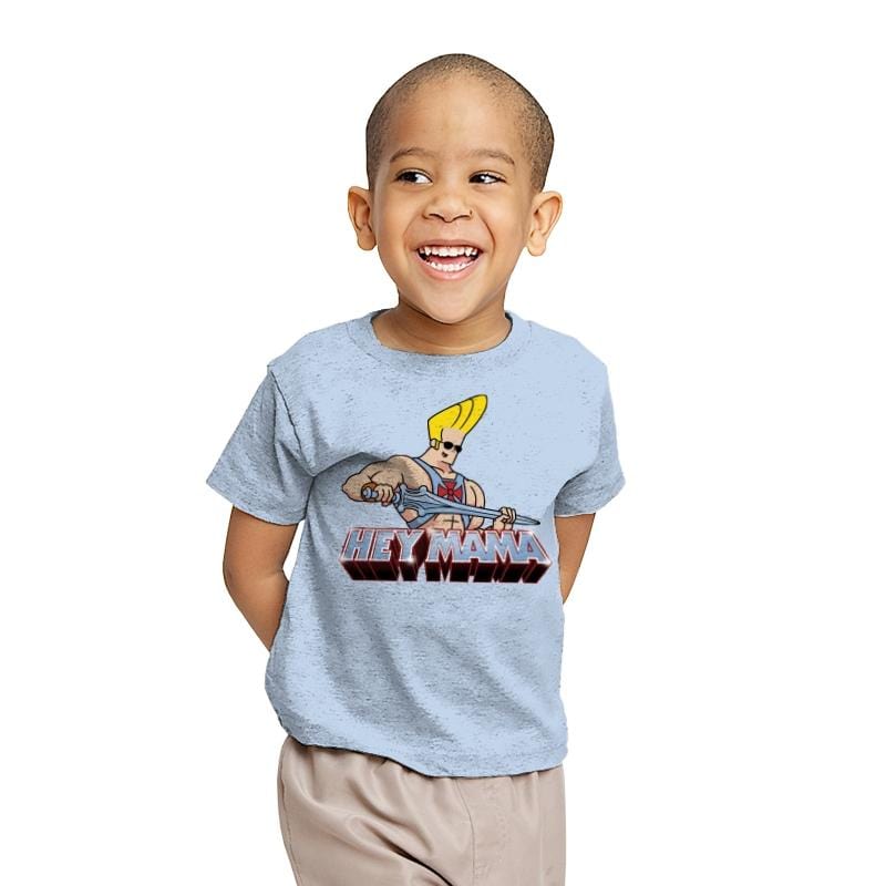 Hey Mama - Youth T-Shirts RIPT Apparel X-small / Light blue