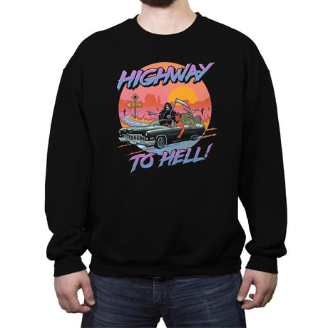 Highway to Hell - Crew Neck Sweatshirt Crew Neck Sweatshirt RIPT Apparel Small / Black