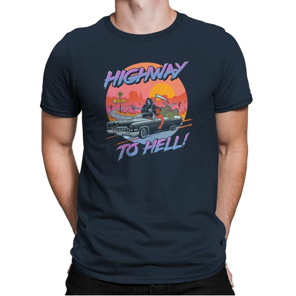 Highway to Hell - Mens Premium T-Shirts RIPT Apparel Small / Indigo