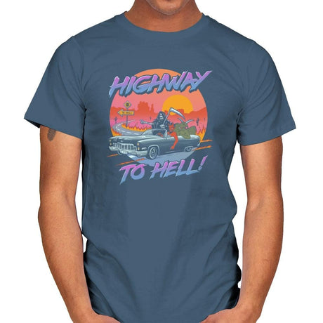Highway to Hell - Mens T-Shirts RIPT Apparel Small / Indigo Blue