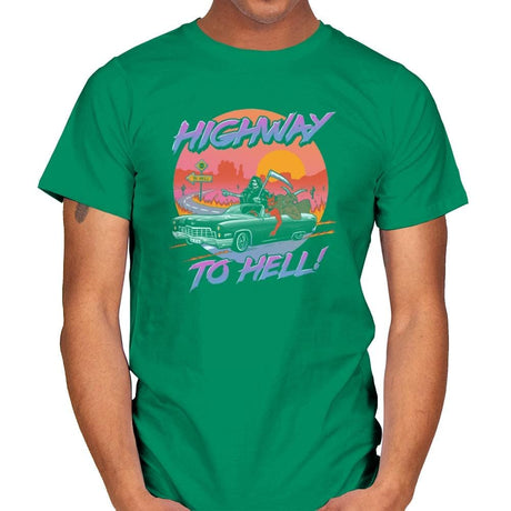 Highway to Hell - Mens T-Shirts RIPT Apparel Small / Kelly Green