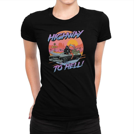 Highway to Hell - Womens Premium T-Shirts RIPT Apparel Small / Indigo