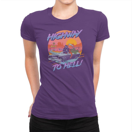 Highway to Hell - Womens Premium T-Shirts RIPT Apparel Small / Purple Rush