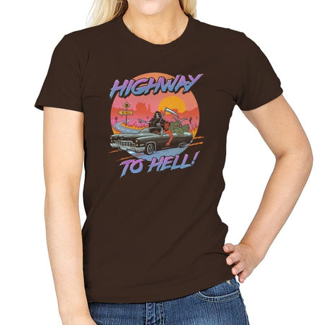 Highway to Hell - Womens T-Shirts RIPT Apparel Small / Dark Chocolate