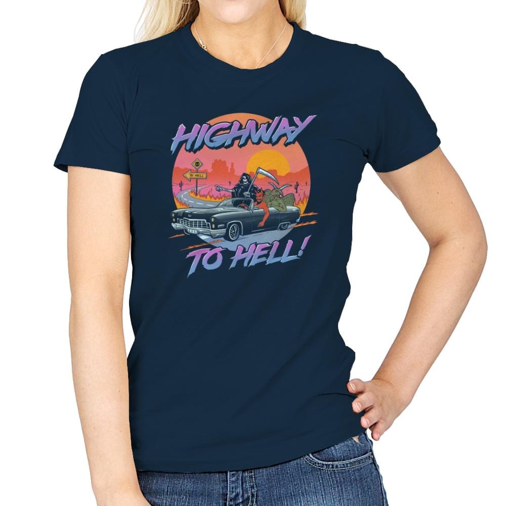 Highway to Hell - Womens T-Shirts RIPT Apparel Small / Navy