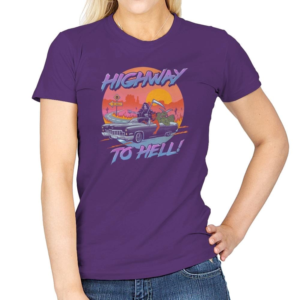 Highway to Hell - Womens T-Shirts RIPT Apparel Small / Purple