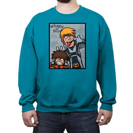 Hikaru and Roy - Crew Neck Sweatshirt Crew Neck Sweatshirt RIPT Apparel Small / Antique Sapphire