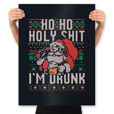 Ho Ho Holy Shit I'm Drunk - Prints Posters RIPT Apparel 18x24 / Black