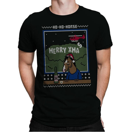 Ho-Ho-Horse! - Ugly Holiday - Mens Premium T-Shirts RIPT Apparel Small / Black