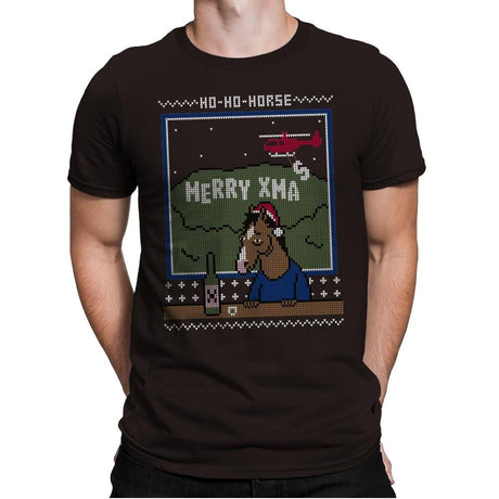 Ho-Ho-Horse! - Ugly Holiday - Mens Premium T-Shirts RIPT Apparel Small / Dark Chocolate