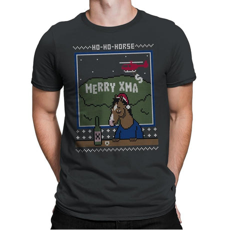 Ho-Ho-Horse! - Ugly Holiday - Mens Premium T-Shirts RIPT Apparel Small / Heavy Metal