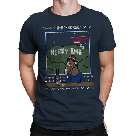 Ho-Ho-Horse! - Ugly Holiday - Mens Premium T-Shirts RIPT Apparel Small / Indigo
