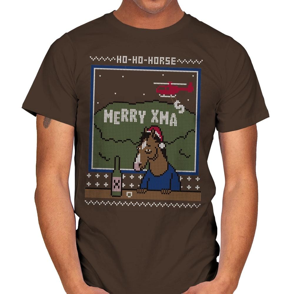 Ho-Ho-Horse! - Ugly Holiday - Mens T-Shirts RIPT Apparel Small / Dark Chocolate