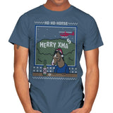 Ho-Ho-Horse! - Ugly Holiday - Mens T-Shirts RIPT Apparel Small / Indigo Blue
