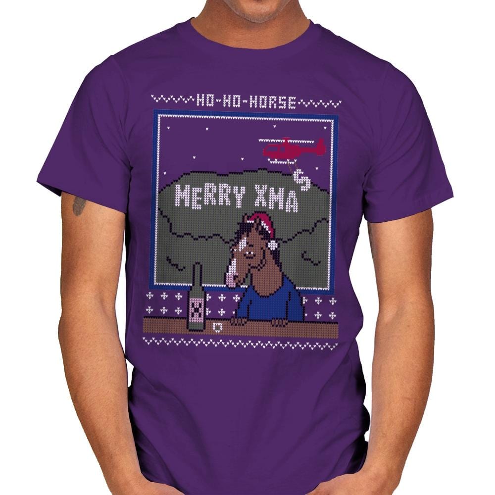 Ho-Ho-Horse! - Ugly Holiday - Mens T-Shirts RIPT Apparel Small / Purple