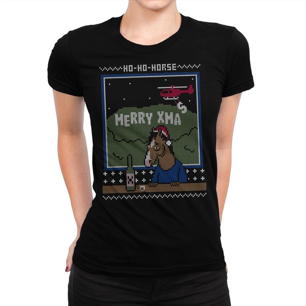 Ho-Ho-Horse! - Ugly Holiday - Womens Premium T-Shirts RIPT Apparel Small / Indigo