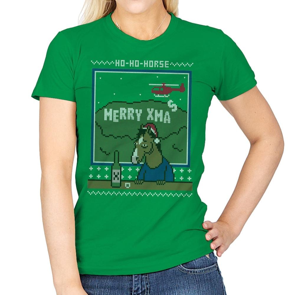 Ho-Ho-Horse! - Ugly Holiday - Womens T-Shirts RIPT Apparel Small / Irish Green