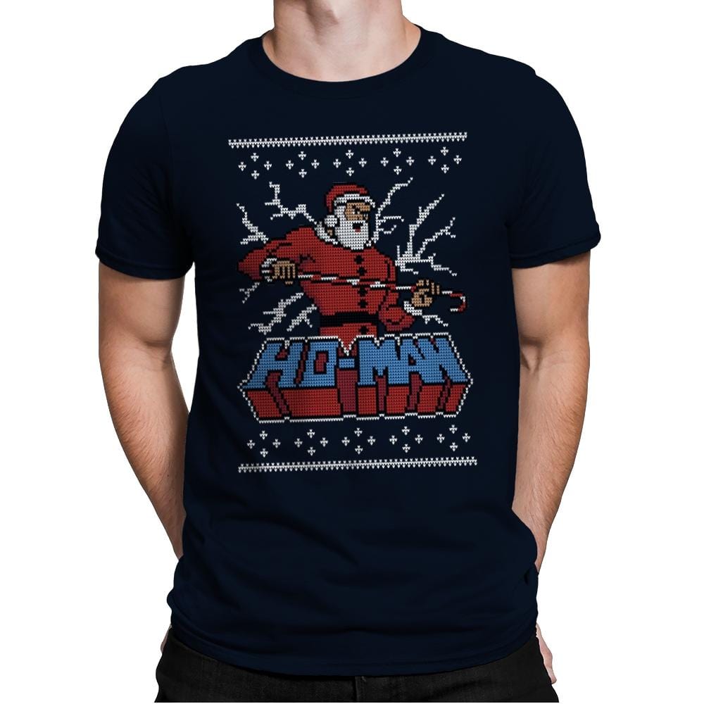 Ho-Man! - Ugly Holiday - Mens Premium T-Shirts RIPT Apparel Small / Navy