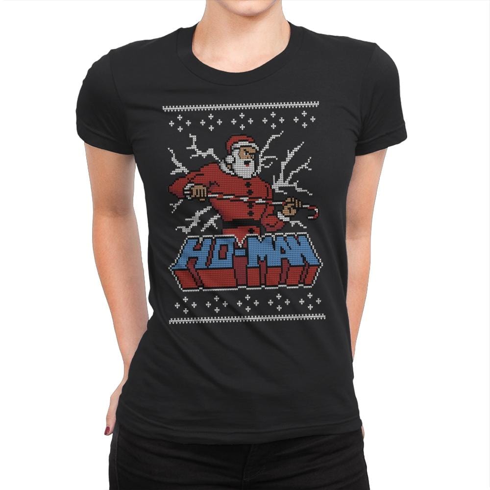 Ho-Man! - Ugly Holiday - Womens Premium T-Shirts RIPT Apparel Small / Black