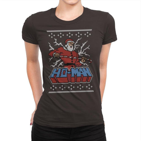 Ho-Man! - Ugly Holiday - Womens Premium T-Shirts RIPT Apparel Small / Dark Chocolate