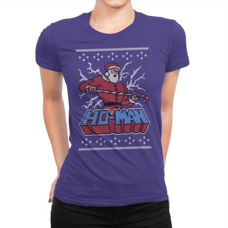 Ho-Man! - Ugly Holiday - Womens Premium T-Shirts RIPT Apparel Small / Purple Rush