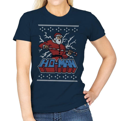 Ho-Man! - Ugly Holiday - Womens T-Shirts RIPT Apparel Small / Navy