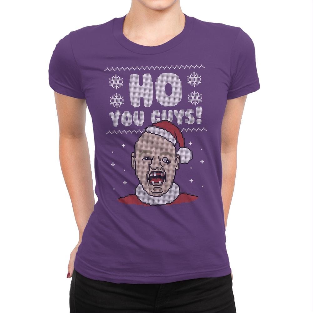 Ho You Guys! - Ugly Holiday - Womens Premium T-Shirts RIPT Apparel Small / Purple Rush