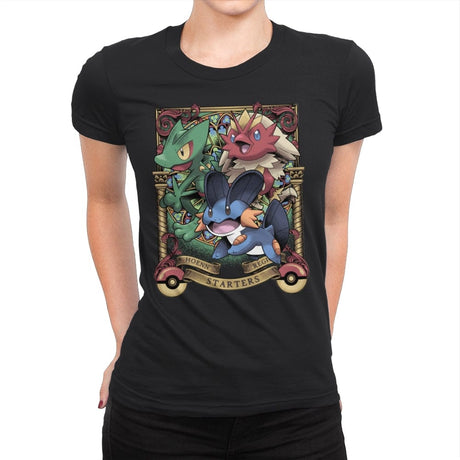 Hoenn Starters - Womens Premium T-Shirts RIPT Apparel Small / Black