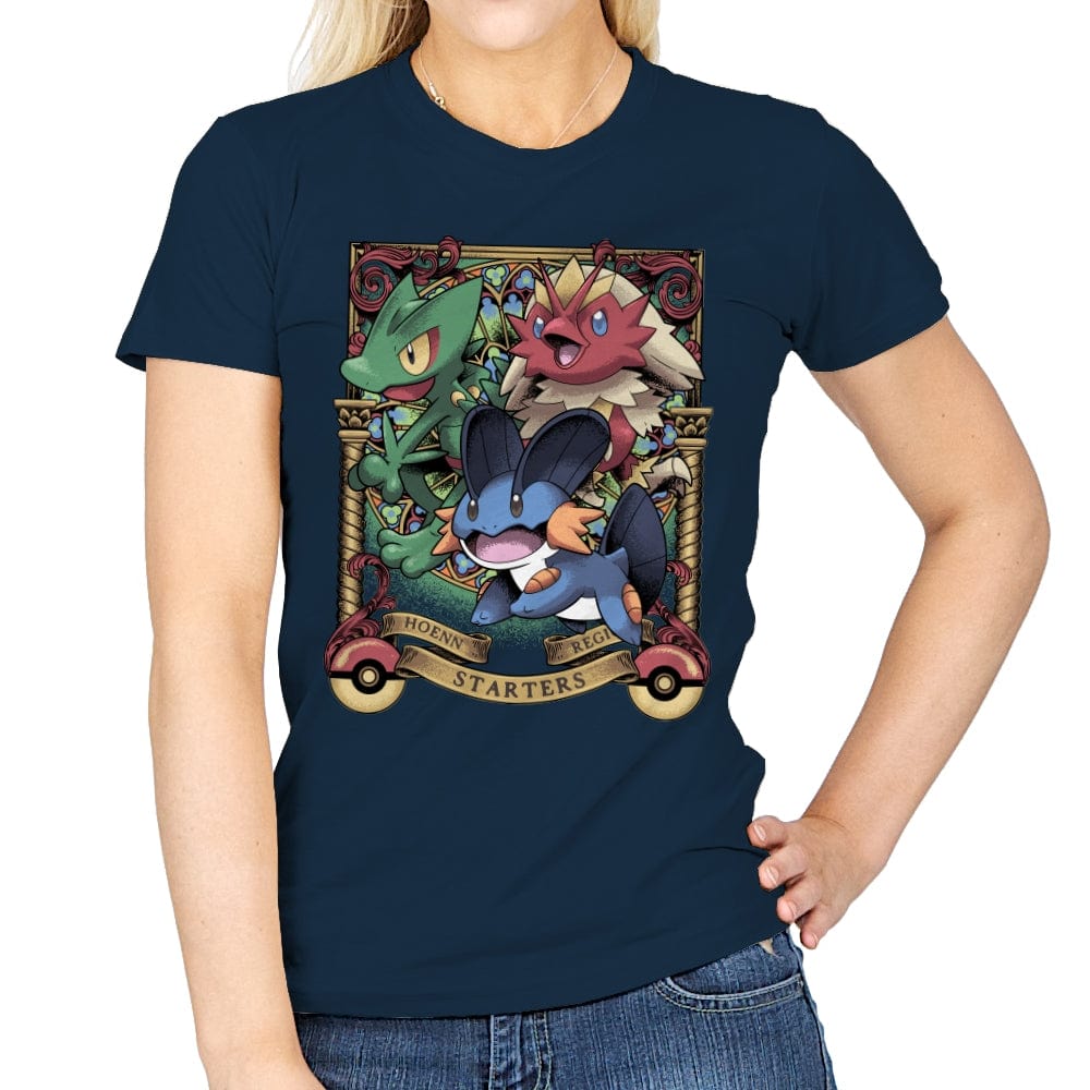 Hoenn Starters - Womens T-Shirts RIPT Apparel Small / Navy