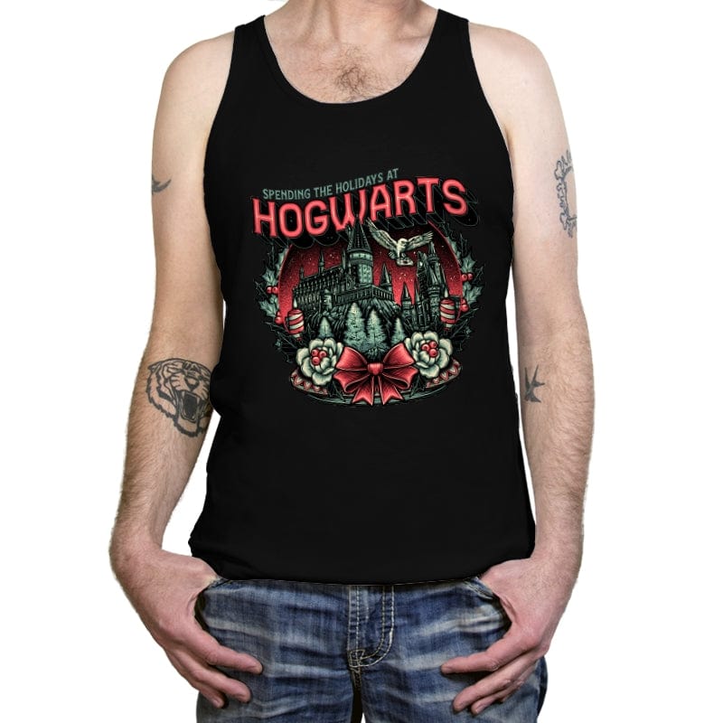 Hogwarts Holidays - Tanktop Tanktop RIPT Apparel X-Small / Black