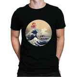 Hokusai on the Cliff by the Sea - Mens Premium T-Shirts RIPT Apparel Small / Black