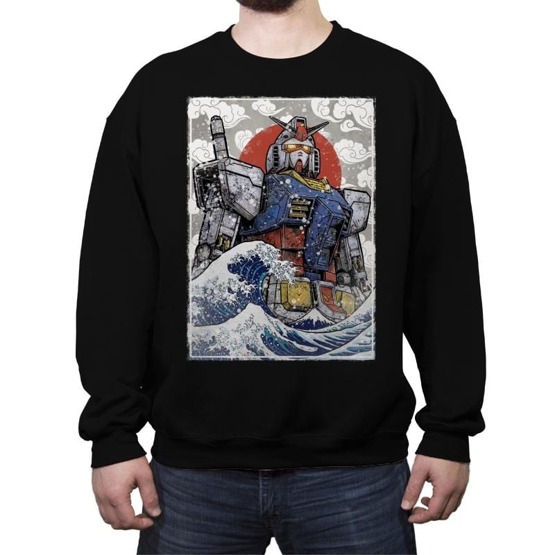 Hokusai Rx 78 2 - Crew Neck Sweatshirt Crew Neck Sweatshirt RIPT Apparel Small / Black