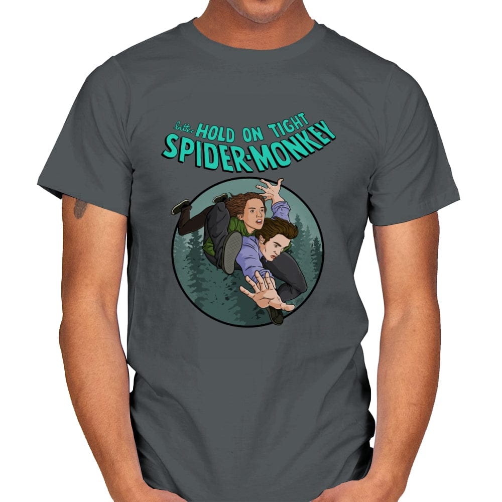 Hold on SpiderMonkey - Mens T-Shirts RIPT Apparel Small / Charcoal