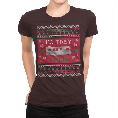 Holiday Road 89 - Ugly Holiday - Womens Premium T-Shirts RIPT Apparel Small / Dark Chocolate