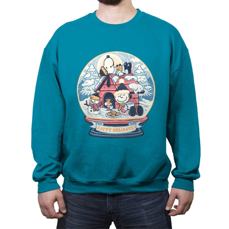 Holiday Snow Globe - Crew Neck Sweatshirt Crew Neck Sweatshirt RIPT Apparel Small / Antique Sapphire
