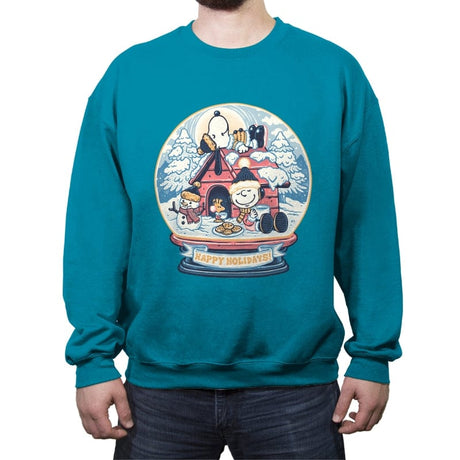 Holiday Snow Globe - Crew Neck Sweatshirt Crew Neck Sweatshirt RIPT Apparel Small / Antique Sapphire