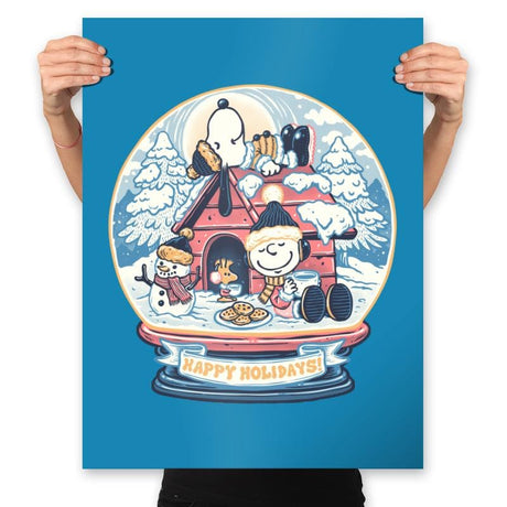 Holiday Snow Globe - Prints Posters RIPT Apparel 18x24 / Sapphire