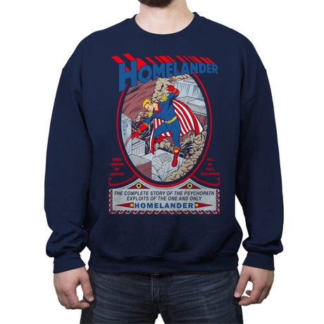 Homelander Comics - Crew Neck Sweatshirt Crew Neck Sweatshirt RIPT Apparel Small / Navy