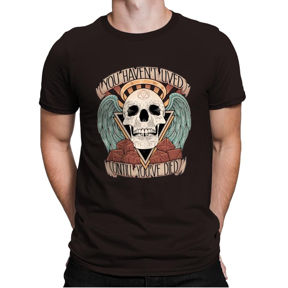 Honorary club of Dead Characters - Mens Premium T-Shirts RIPT Apparel Small / Dark Chocolate