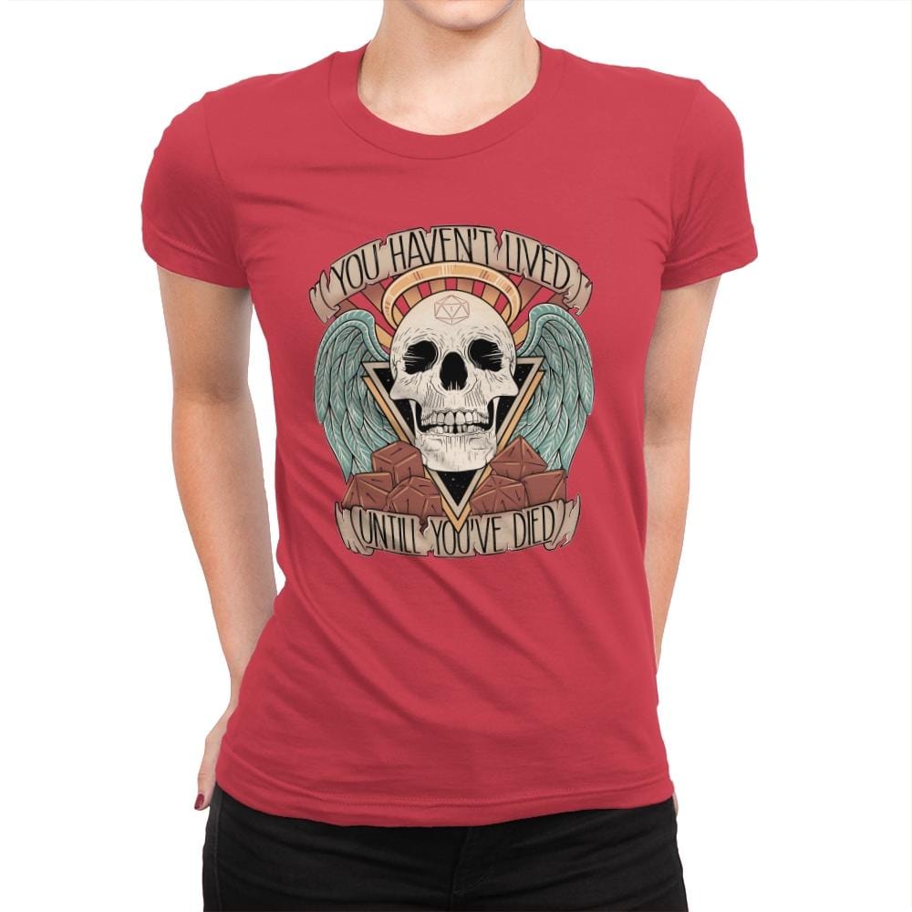 Honorary club of Dead Characters - Womens Premium T-Shirts RIPT Apparel Small / Red