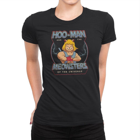 Hoo-Man and the Meowsters of the Universe - Womens Premium T-Shirts RIPT Apparel Small / Black