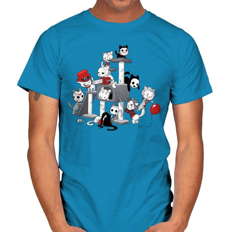 Horror Cats - Mens T-Shirts RIPT Apparel Small / Sapphire
